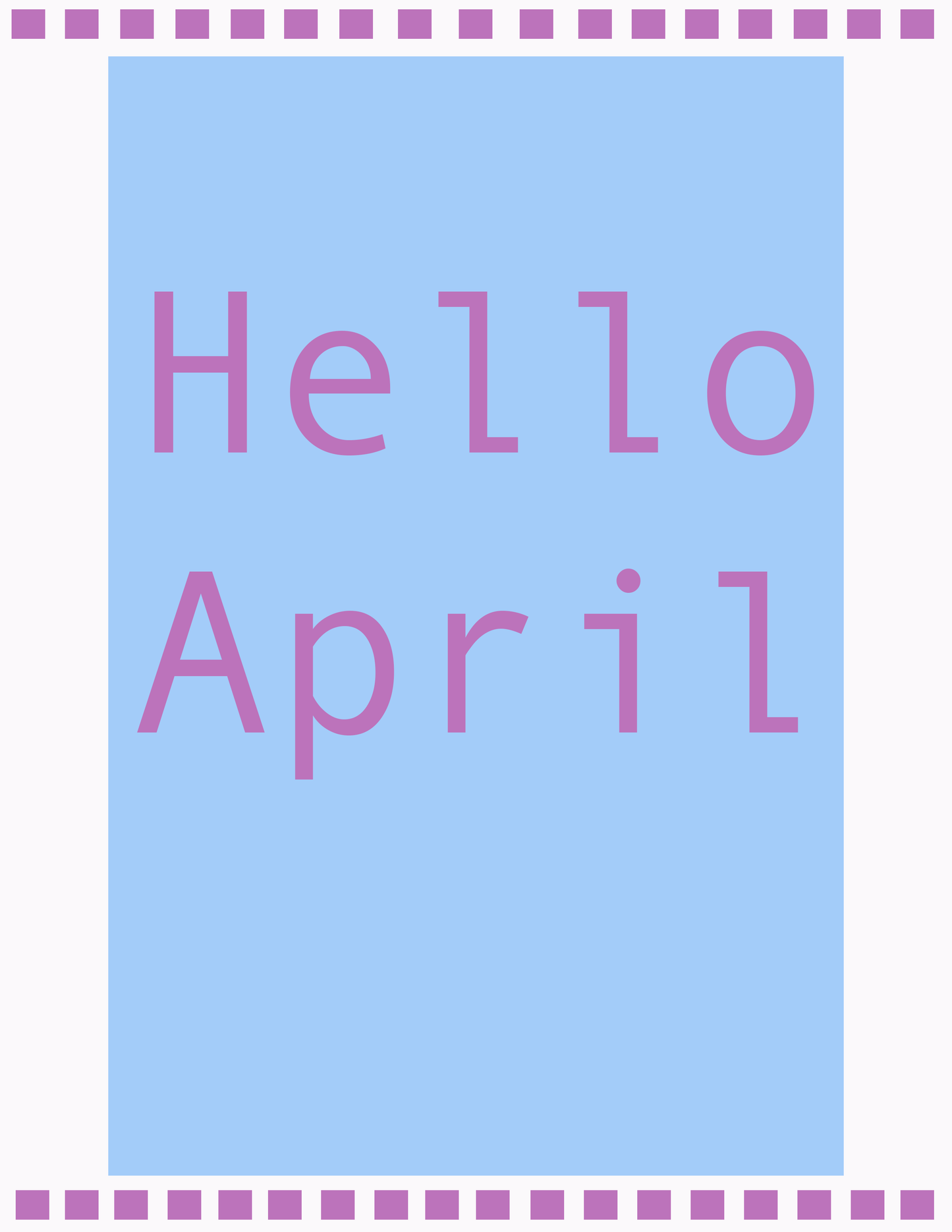 Hello April Purple Poster