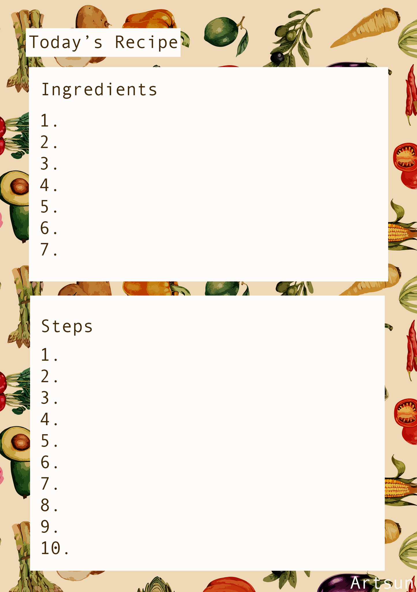 Recipe Beige Sheet
